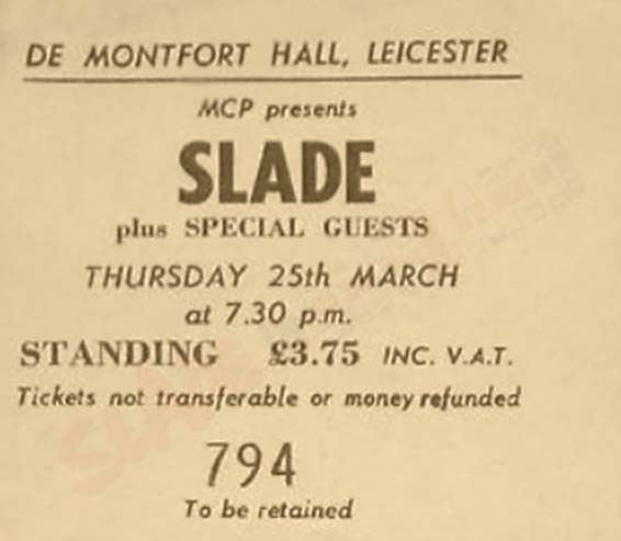 Slade Odeon Birmingham 1982 ticket stub . 
      <p>	                <script type=