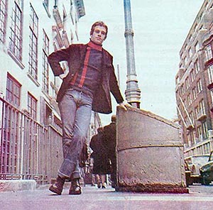 Jim Lea skinhead  outside Claridges, Brook street, London. 1970.
